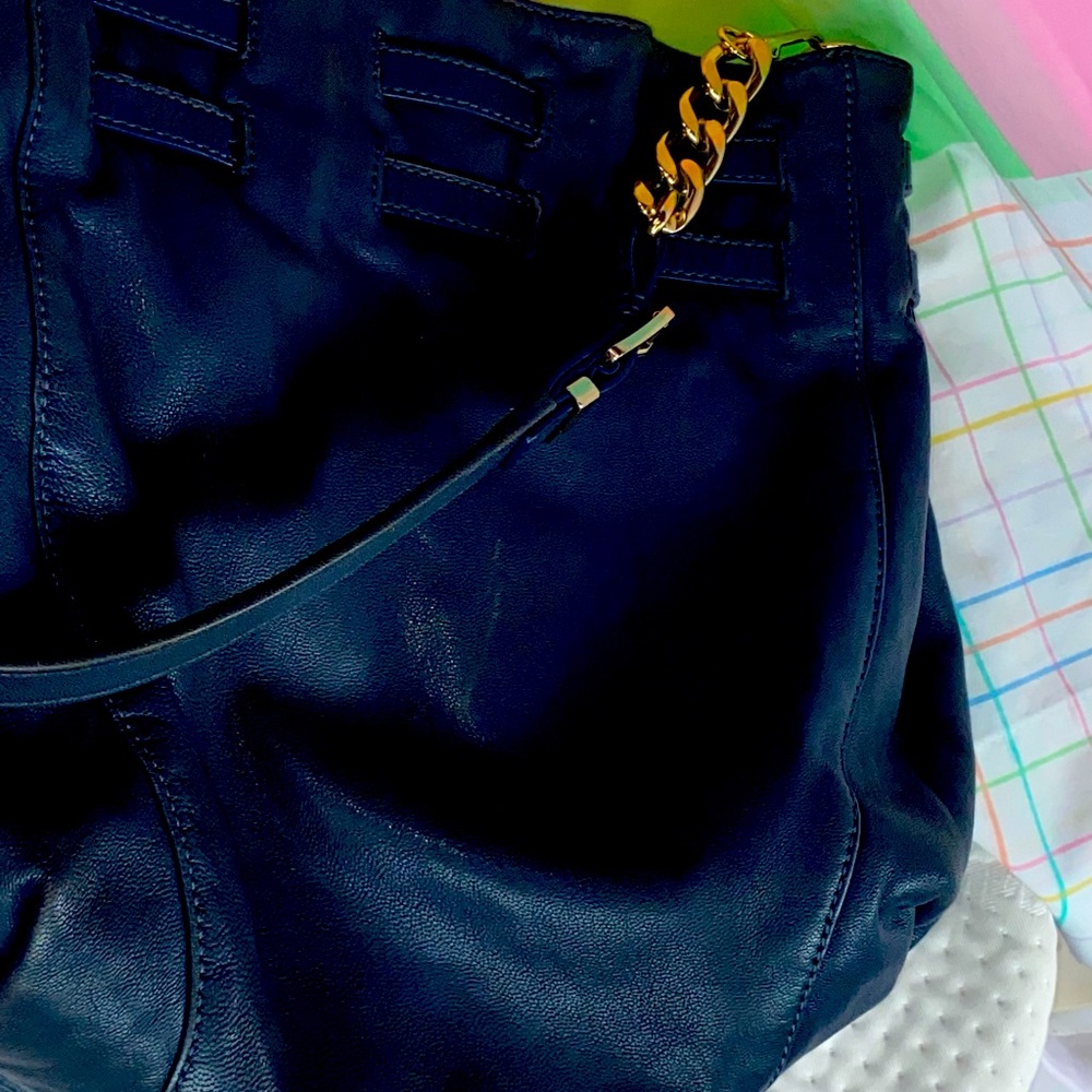 Navy blue leather Michael Kors purse
